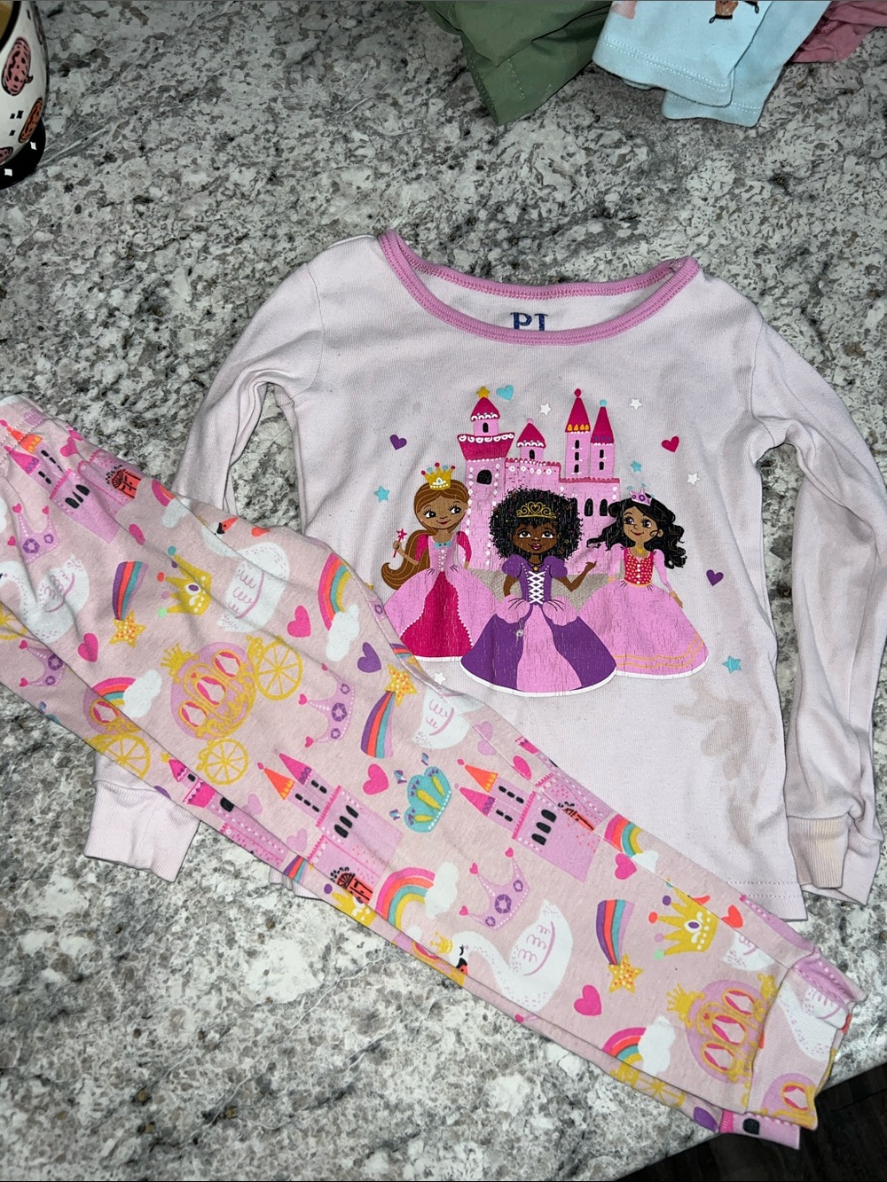 The Children's Place Pink Princess Castle Pajama Set